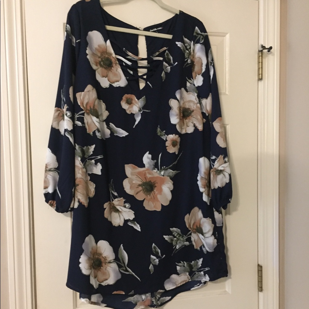 Navy Floral Dress